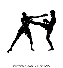 Kick Boxing Silhouette Logo Vector