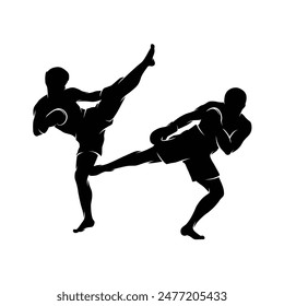 Kick Boxing Silhouette Logo Vector