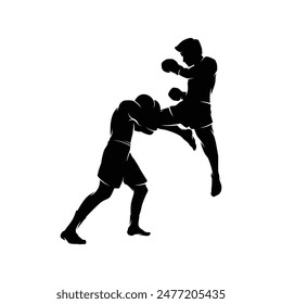 Kick Boxing Silhouette Logo Vector