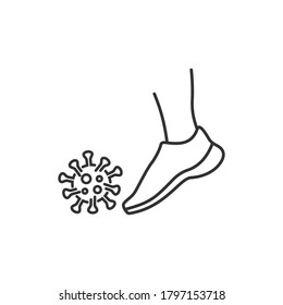 kick by bacteria icon in line style, protect on virus isolated on white background , symbol conquer infection disease, protection virus business concept, vector illustration