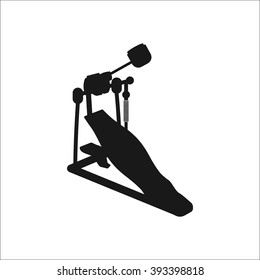 Kick drum pedal simple icon on colorful white background