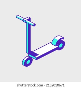 Ilustración del icono vectorial isométrico de la motocicleta eléctrica Kick
