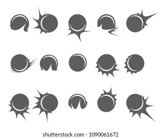 Kick and flying balls with motion trails silhouette logo for sport. Vector illustration