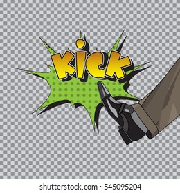 Kick foot in a comic style.