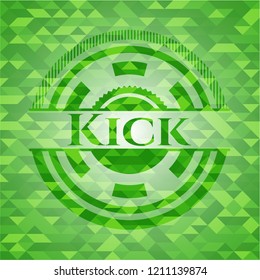 Kick green emblem with mosaic ecological style background