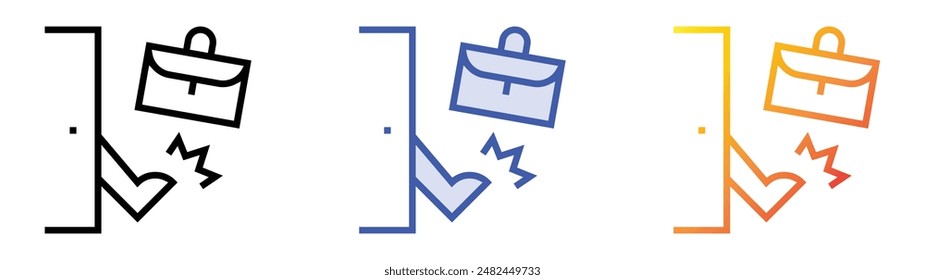 kick icon. Linear, Blue Fill and Gradient Style Design Isolated On White Background