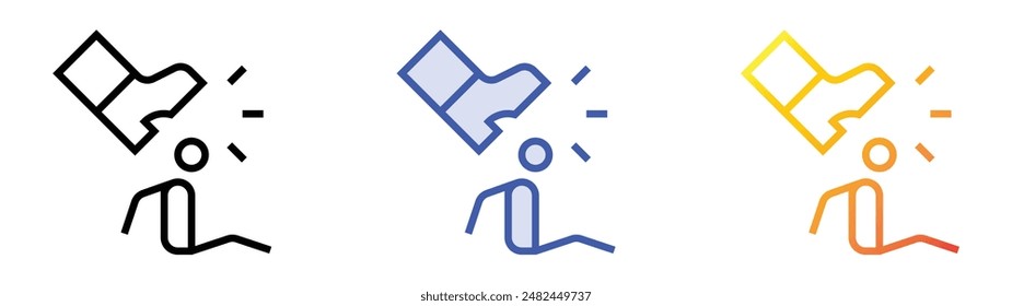 kick icon. Linear, Blue Fill and Gradient Style Design Isolated On White Background