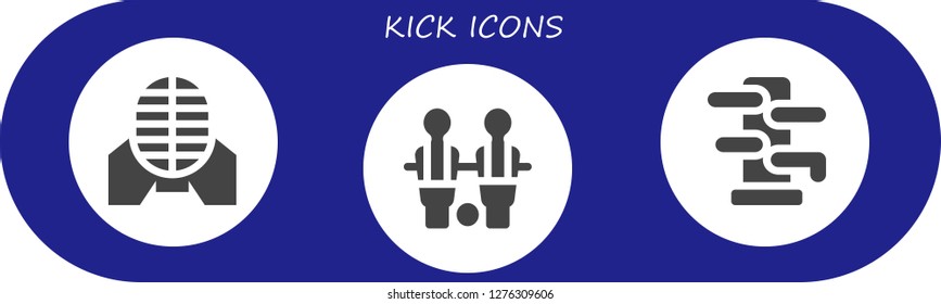  kick icon set. 3 filled kick icons. Simple modern icons about  - Martial arts, Table football, Wing chun