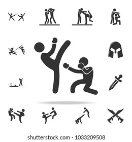 kick icon. Set of Cfight and sparring element icons. Premium quality graphic design. Signs and symbols collection icon for websites, web design, mobile app on white background