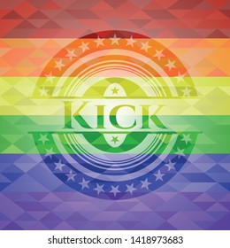Kick lgbt colors emblem. Vector Illustration. Mosaic.