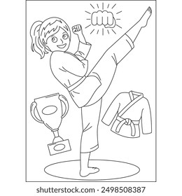 kick martial arts coloring book page for kids or grown adults creative coloring mindful relaxation activity