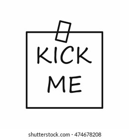 Kick me sticker icon in outline style on a white background