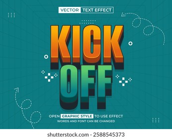 kick off editable text, font effect, 3d text for title