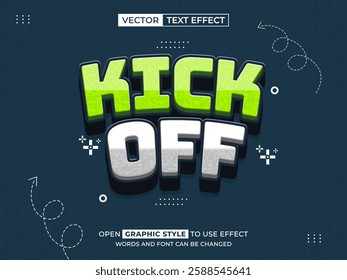 kick off editable text, font effect, 3d text for title