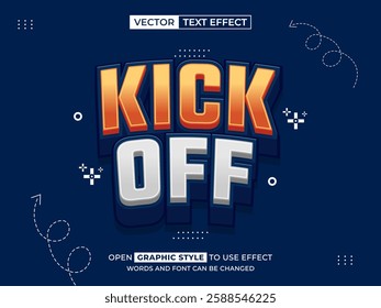 kick off editable text, font effect, 3d text for title