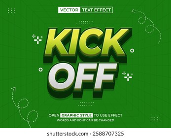 kick off editable text, font effect, 3d text for title