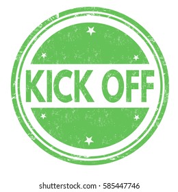 Kick off grunge rubber stamp on white background, vector illustration