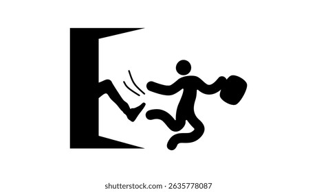 kick out of work, black isolated silhouette