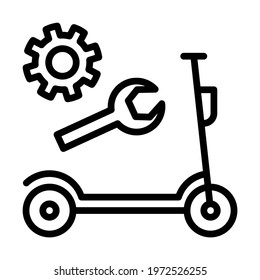 Kick scooter and electric scooter flat line icon. Rental, mobile app, eco transport simple vector illustration. Outline sign for mobile concept and web design, store, logo.