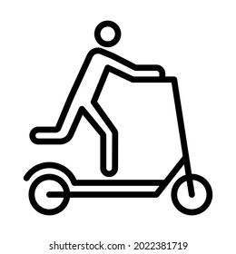 Kick scooter and electric scooter flat line icon. Rental, mobile app, eco transport simple vector illustration. Outline sign for mobile concept and web design, store, logo.