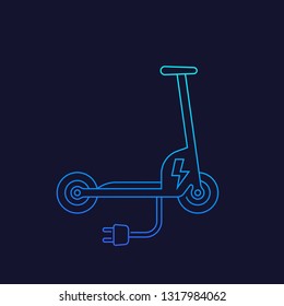 kick scooter, electric, vector line icon