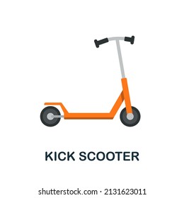 Kick Scooter flat icon. Colored element sign from public transport collection. Flat Kick Scooter icon sign for web design, infographics and more.