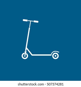 Kick Scooter Flat Icon On Blue Background