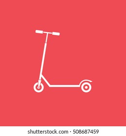 Kick Scooter Flat Icon On Red Background