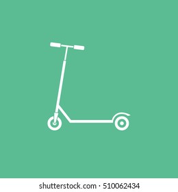 Kick Scooter Flat Icon On Green Background