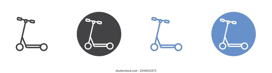 Icono de patinete scooter plano en color blanco y negro