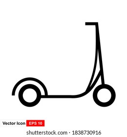 Icono de patada. Signo de estilo lineal para concepto móvil y diseño web. Scooter, icono vector de contorno de transporte. Símbolo, ilustración del logotipo. Gráficos vectoriales.