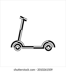 Kick Scooter Icon, Push Scooter Icon, Street Vehicle Running With Human Kick Push Vector Art Illustration