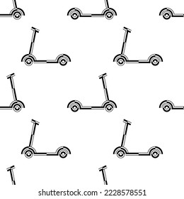 Kick Scooter-Symbol Nahtlose Muster, Push Scooter-Symbol, Straßenfahrzeug mit menschlichem Kick Push Vektorgrafik Illustration
