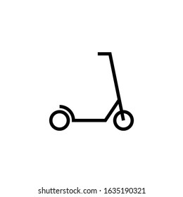 Kick scooter icon vector  in linear, outline style isolated on white background 