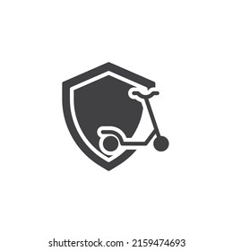 Kick scooter Insurance vector icon. filled flat sign for mobile concept and web design. Scooter and shield glyph icon. Symbol, logo illustration. Vector graphics