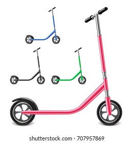 Kick scooter isolated on white photo-realistic vector illustration
