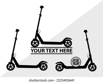 Kick Scooter Monogram Printable Vector Illustration