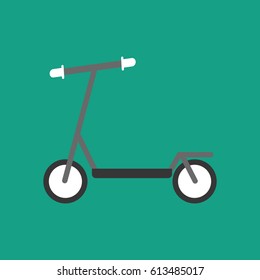 Kick scooter on the green background. Vector illustration