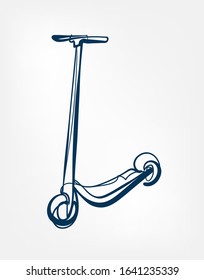 Kick scooter one line vector isolated design element