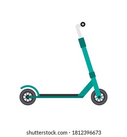 Kick scooter or push bike vehicle. Eco transport symbol. Vector illustration, isolated on white background.