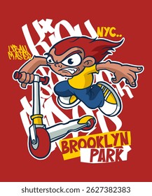 Kick Scooter Rider Cartoon Design