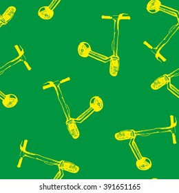 Kick scooter seamless pattern.Vector illustration