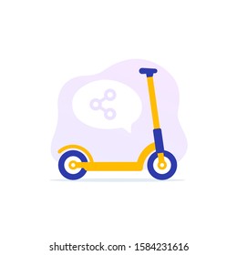 kick scooter sharing service, vector icon