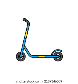 Kick scooter side view colored illustration