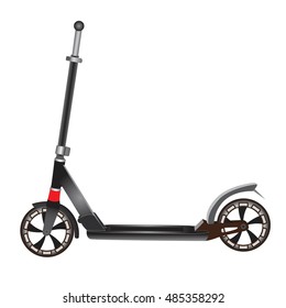 Kick scooter.  Transportation vehicle sport ride toy. Balance bike. Push cycle.