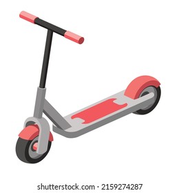 Kick scooter. Vector 3d line isometric, color web icons, new flat style. Creative design idea for infographics.