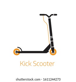 Kick scooter vector illustration. Alternative city transport in thin line design. Modern eco friendly vehicle and personal transportation gadget.