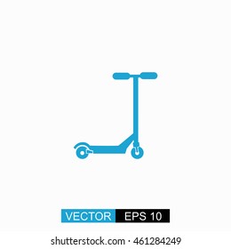 Kick scooter vector. Isolated blue icon on white background.