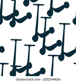 Kick scooter vector seamless pattern outline decorative