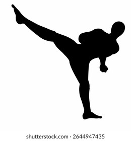 kick silhouette vector. kickboxing, muay thai, karate and taekwondo kicks. vector elements.